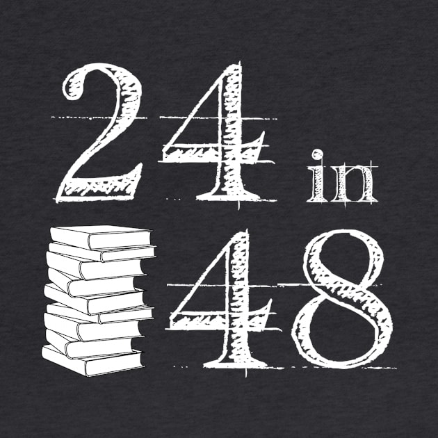 White 24in48 Logo (single color) by the24in48readathon
